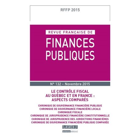 REVUE FRANÇAISE DE FINANCES PUBLIQUES N 132 - 2015