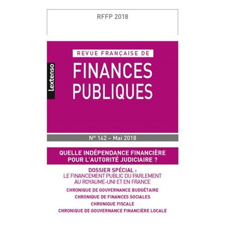 REVUE FRANÇAISE DE FINANCES PUBLIQUES N 142 MAI 2018