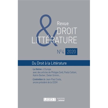 Revue Droit & Littérature n°4-2020