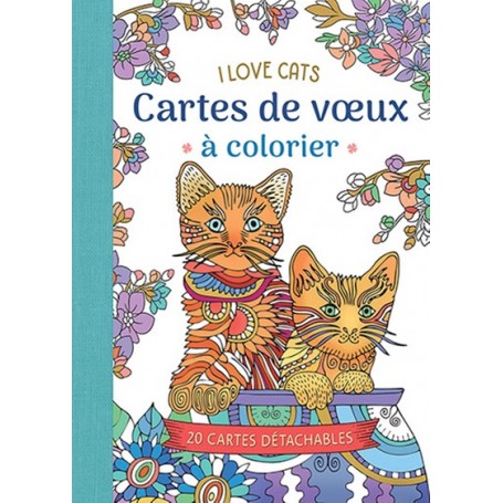 I love cats- Cartes de voeux à colorier