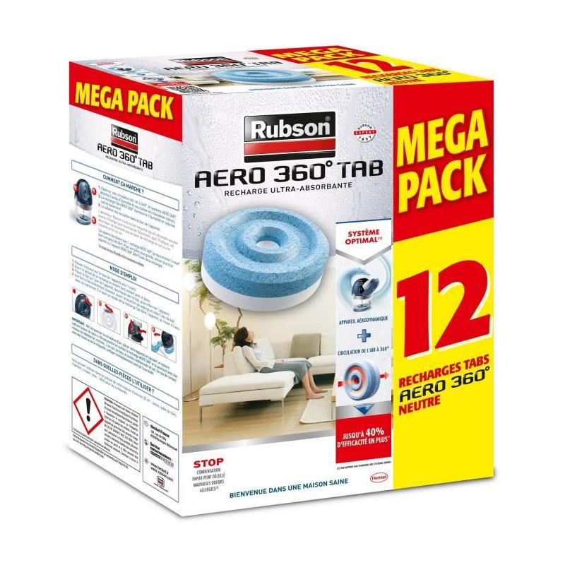 Rubson PROMO MEGA PACK Lot de 12 recharge Aero 360 Neutre