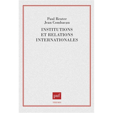 Institutions et relations internat.