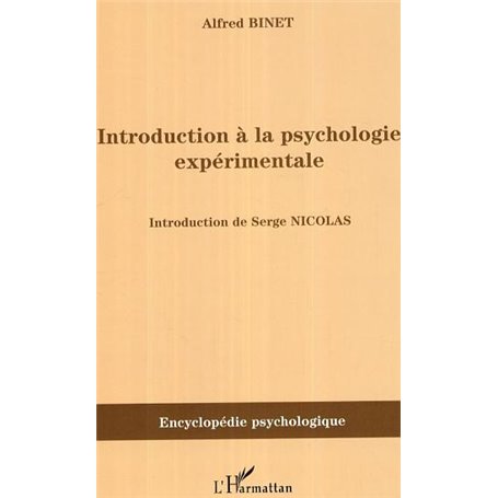 Introduction à la psychologie expérimentale