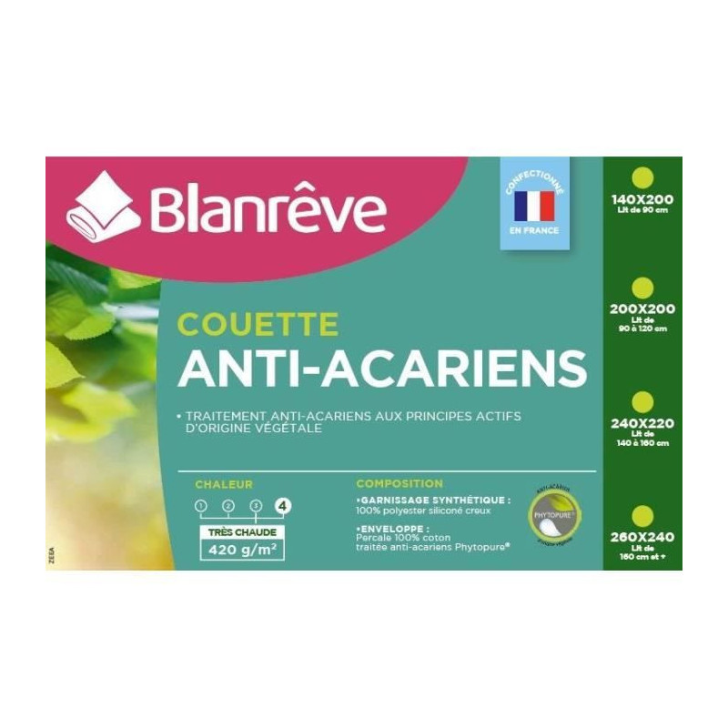 Image secondaire de Remplissage de couette Blanreve Blanc Anti-acariens 420 g/m² 200 x 200 cm