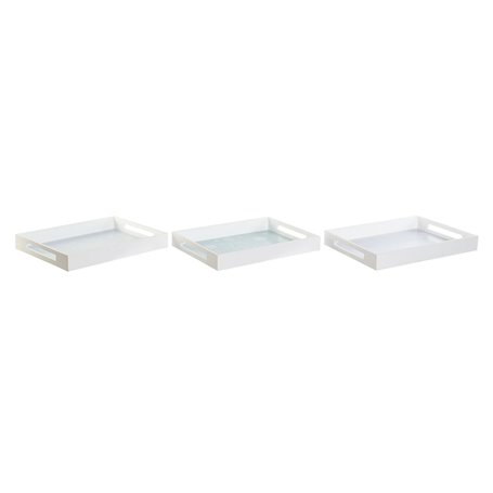 Plateau DKD Home Decor Bleu Vert Lila Bois MDF Scandi 40 x 30 x 5 cm (
