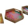 Plateau DKD Home Decor Multicouleur Naturel Bois MDF 35 x 35 x 5 cm (4