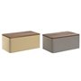 Corbeille à Pain Home ESPRIT Beige Gris Métal Acacia 33 x 18 x 12 cm (