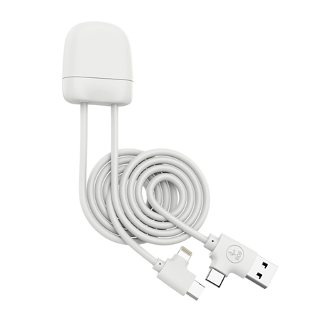 Câble 4 en 1 Ice-C Ecoresponsable USB A+C / USB C + Lightning 1m Blanc