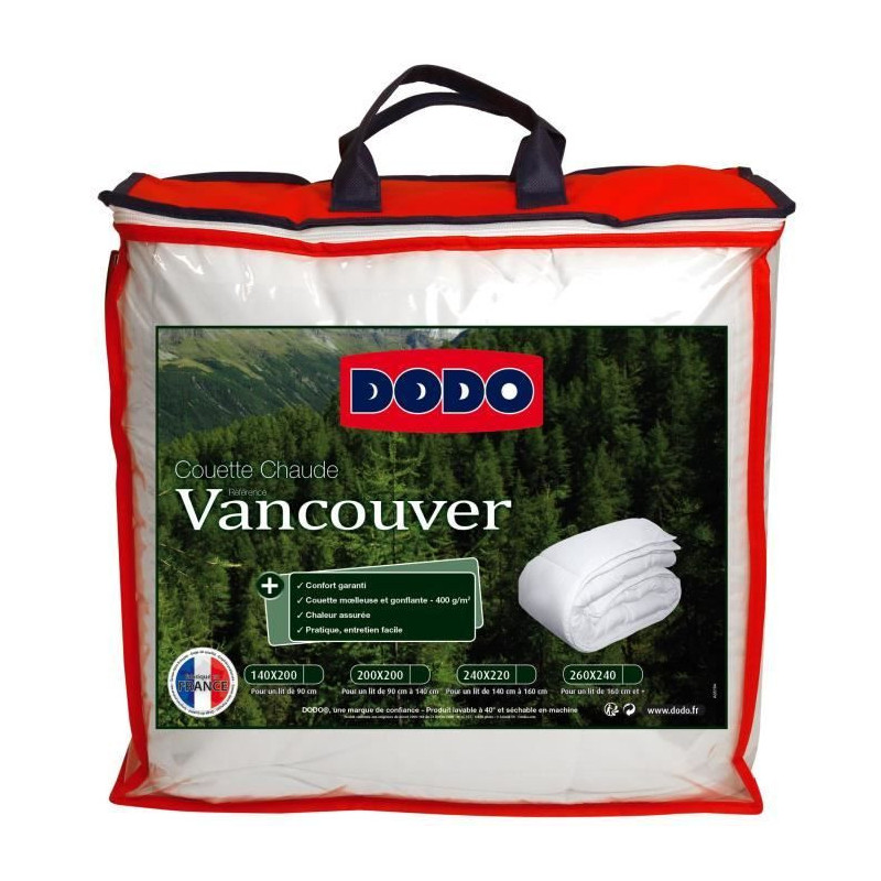 Remplissage de couette Dodo Vancouver Blanc 400 g /m² 140 x 200 cm