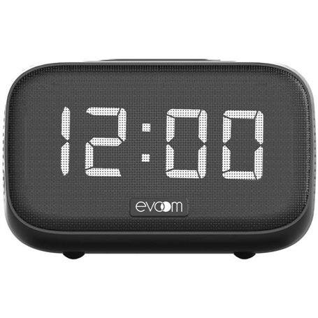 Réveil chargeur enceinte - EVOOM - EV304618 - Noir avec charge sans fi