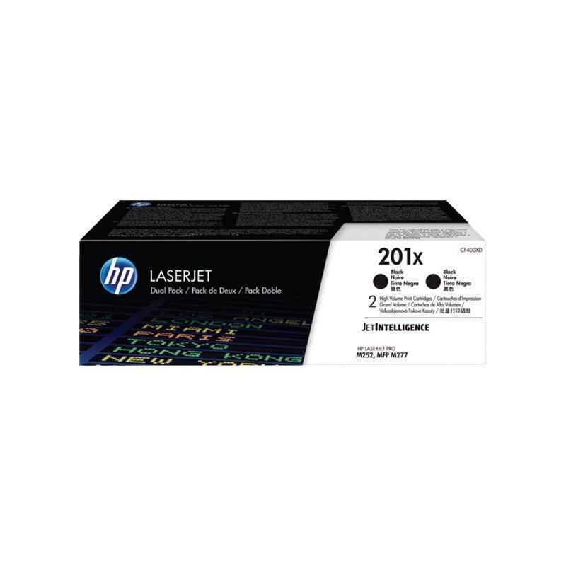 HP 201X LaserJet, lot de 2 cartouches de toner grande capacité authentiques, noir