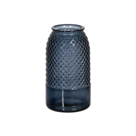 Vase Bleu verre recyclé 15 x 15 x 28 cm
