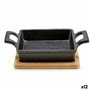 Poêle à tapas Marron Noir Bambou Fer 19 x 5 x 14 cm (12 Unités)