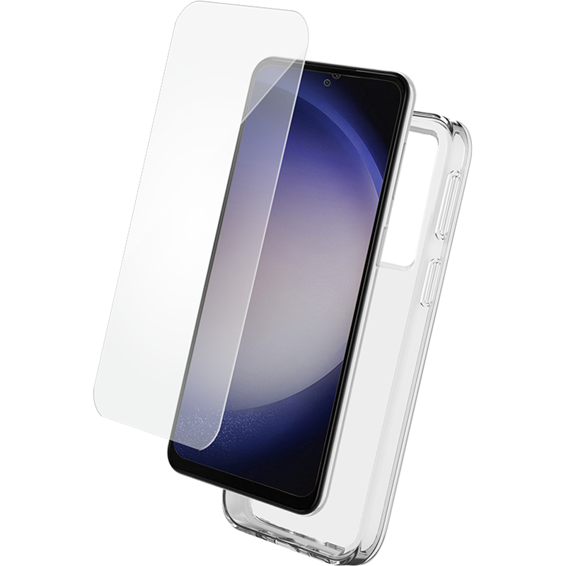 Pack G S24 Accessoires Coque Transparente + Verre trempé + SmartFrame