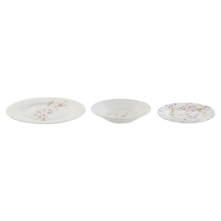 Service de Vaisselle Home ESPRIT Blanc Vert Rose Porcelaine 18 Pièces