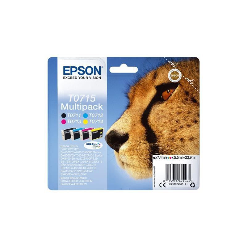 Epson Multipack T0715 - Guépard - Noir, Cyan, Magenta, Jaune (C13T07154012)