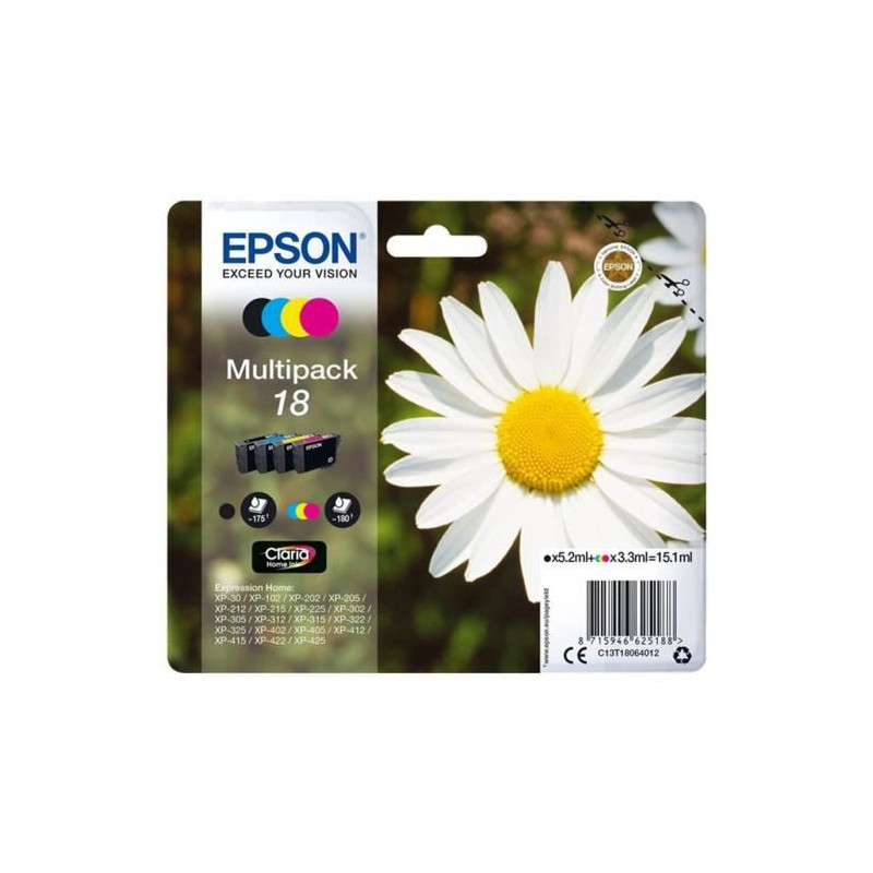 Epson Multipack T1806 - Pâquerette - Noir, Cyan, Magenta, Jaune (C13T18064012)