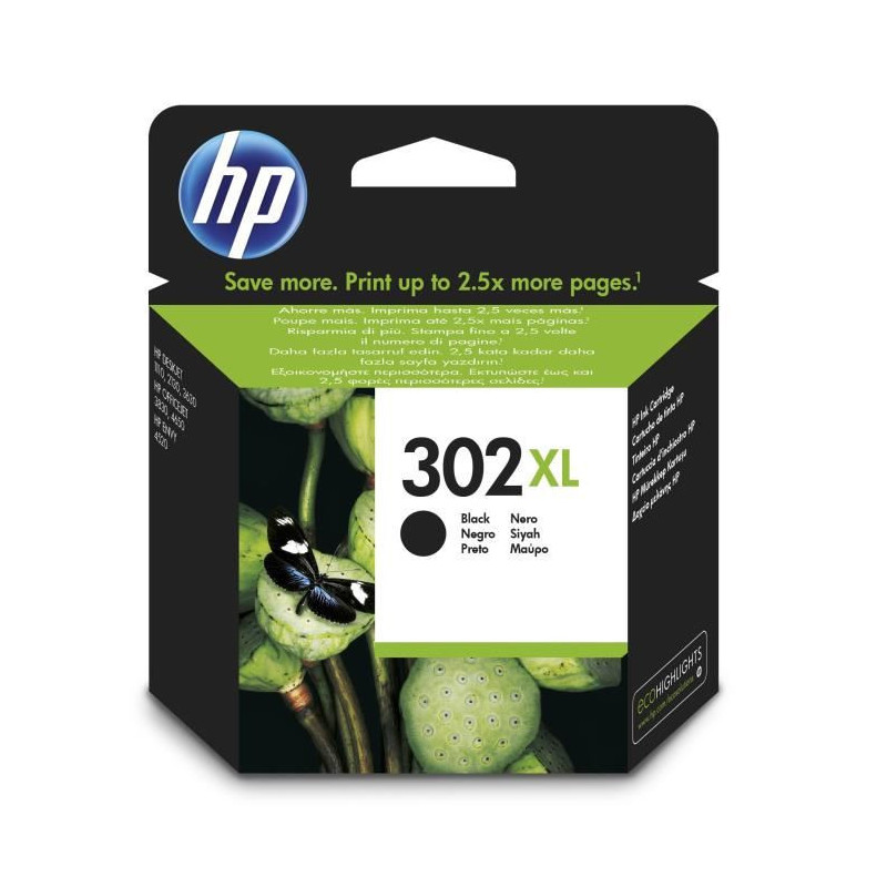 HP 302XL Cartouche d'encre noire grande capacité authentique (F6U68AE) pour HP DeskJet 2130/3630 et HP OfficeJet 3830