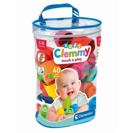 Clementoni - Clemmy Baby - Sac 40 cubes souples - Mixte - A partir de