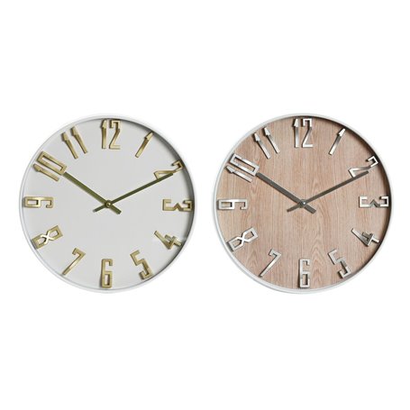 Horloge Murale Home ESPRIT Blanc Doré Argenté PVC 30 x 4 x 30 cm (2 Un