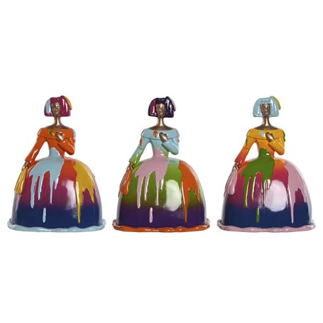 Figurine Décorative Home ESPRIT Multicouleur Dame 21 x 16 x 25 cm (3 U