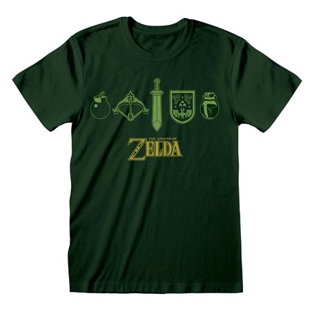 T-shirt à manches courtes unisex The Legend of Zelda Icons Vert foncé