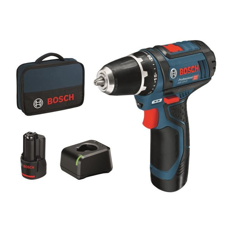 Bosch Akku-Bohrschrauber 12 V Li-Ion 1300 tr/min Noir, Bleu, Rouge