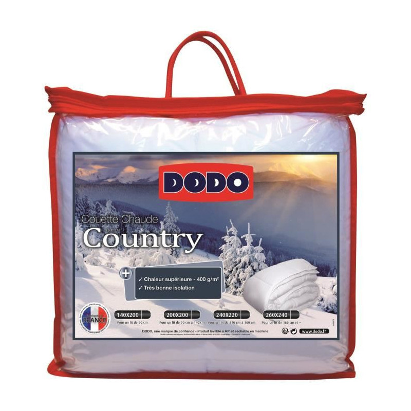 Dodo Couette chaude 400gr/m² COUNTRY 200x200 cm blanc