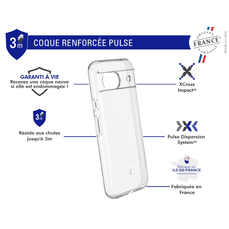 Image secondaire de Coque Renforcée Google Pixel 8A PULSEGarantie à vie Transparente - FR Force Case