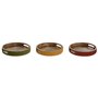 Plateau Home ESPRIT Jaune Vert Corail Bois de manguier 30 x 30 x 5 cm (3 Unités)
