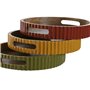 Plateau Home ESPRIT Jaune Vert Corail Bois de manguier 30 x 30 x 5 cm (3 Unités)