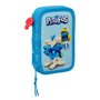 Plumier double Los Pitufos Bleu Bleu ciel 12.5 x 19.5 x 4 cm (28 Pièces)