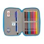Plumier double Los Pitufos Bleu Bleu ciel 12.5 x 19.5 x 4 cm (28 Pièces)