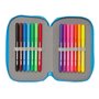 Plumier double Los Pitufos Bleu Bleu ciel 12.5 x 19.5 x 4 cm (28 Pièces)