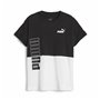 T shirt à manches courtes Enfant Puma Power Colorblock Blanc Noir