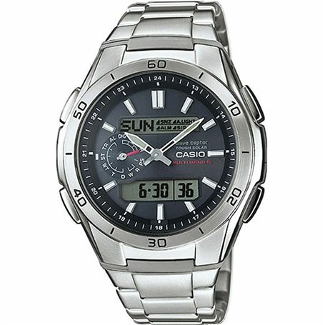 Montre Homme Casio WAVE CEPTOR Multibadn 6 Tough Solar Noir Gris Argenté (Ø 43