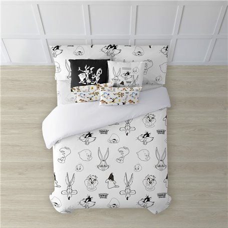 Housse de Couette Looney Tunes Looney B&W Blanc black 240 x 220 cm