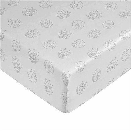 Drap housse Rick and Morty Blanc 90 x 200 cm 100 % coton
