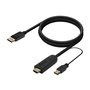 8 m HDMI Type A (Standard) DisplayPort + USB Type-A Noir