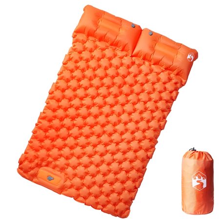 vidaXL Matelas de camping autogonflant et oreillers 2 personnes orange