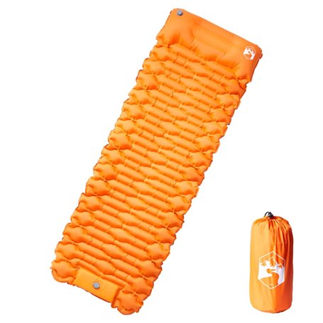 vidaXL Matelas de camping autogonflant avec oreiller 1 personne orange