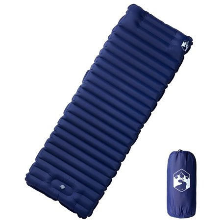 vidaXL Matelas de camping autogonflant oreiller 1 personne bleu marine