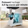 Hachoir a viande - BOSCH - MFWS420W Série 4 - Blanc - 500 W - moteur bloqué 1900 W - 2,5 kg/mn - 2 vitesses - 2 grilles