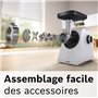 Hachoir a viande - BOSCH - MFWS420W Série 4 - Blanc - 500 W - moteur bloqué 1900 W - 2,5 kg/mn - 2 vitesses - 2 grilles