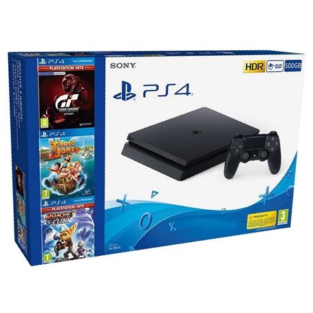 Sony PlayStation 4 Slim 500 GB + Tadeo Jones + Ratchet & Clank + Gran Turismo Sport 500 Go Wifi Noir