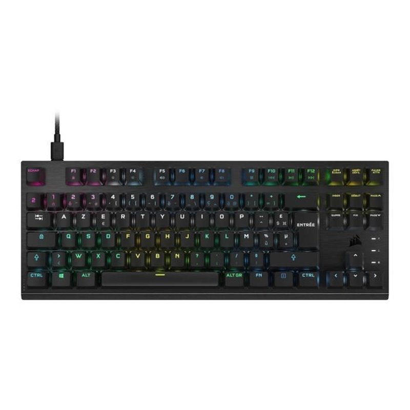 Clavier Gaming optique-mécanique - Azerty - CORSAIR - K60 PRO TKL - Sans Pavé Numérique - Rétroéclairé RGB - Noir (CH-91)
