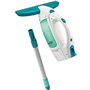 Kit aspirateur a vitres Dry&Clean 51001 Leifheit - Lave vitre sans trace nettoyeur fenetres 360° multi usages avec manche
