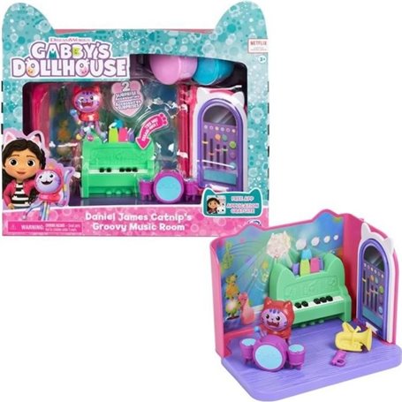 Gabby's Dollhouse - Playset Deluxe La Salle De Musique De Dj Miaou - Pièce De Jeu Avec 1 Figurine Et Accessoires - Tirée Du Dess