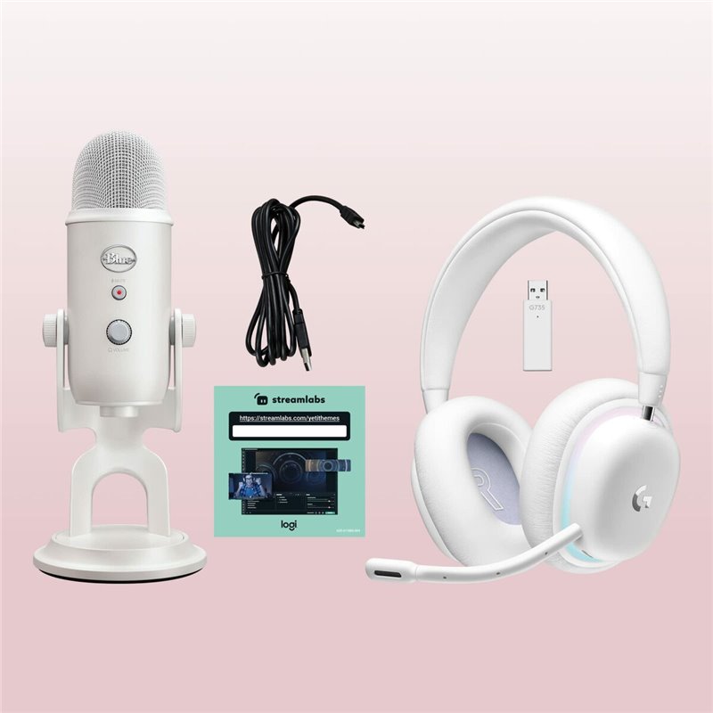 Image secondaire de Casques avec Microphone Logitech G735 Blanc Bleu/Blanc