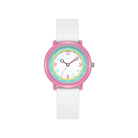 Montre enfant étanche à quartz - Modèle Flex - Blanche/Rose